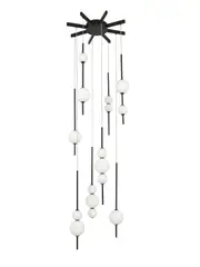 Abacus 16 Light LED Colour-Shifting Multi Drop Pendant in Black with Frosted Opal Glass
