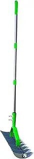Thatch Rake, 15 Inch Wide Dethatcher Rake, Robust Lawn Dethatcher for Cleaning Dead Grass, Efficient Steel Metal Rake with Handle, Thatching Rake for Garden,Yard