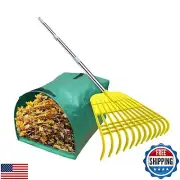 Gardzen 12 Tines Gardening Leaf Rake, Lightweight Steel Handle, Detachable, I