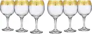 [Joseph Sedgh Collection] Greek Key Wine Glasses Set of 6-8.8 oz Round Wine Glasses with Stem, Dishwasher Safe Premium European Grade Glassware