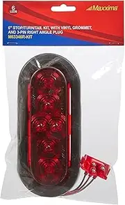 Maxxima M63346R-KIT 6” Oval Red Lightning Series Stop/Turn/Tail Kit with Grommet & Right Angle Plug