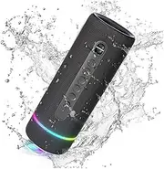 [Decibelvibe] Tnz Sleek 8 - Portable Bluetooth Speaker, IP66 Waterproof Speaker with 30W Powerful Sound, Deep Bass, Bluetooth 5.3, 25H Playtime, TWS Pairing, RGB Lights, for Home, Outdoor (Black)