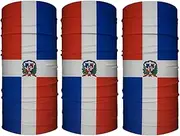 [ZENRUIMING] 3 Pieces Dominican Flag Bandana, Balaclava Face Mask, Dominican Football Fan Cheering Bandana, Breathable Sunscreen Soft Moisture Absorbent Suitable for Outdoor Riding Hiking Fishing Camping, Flag