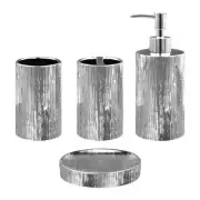Bathroom Accessories Set, Toothbrush Holder, Soap Dispenser, Silver, Ceramic