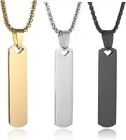 [MIRKUZI] Chains for Men, Pendant Stainless Steel Three-Dimensional Rectangular Bar Geometric Necklace for Men and Women Jewellery