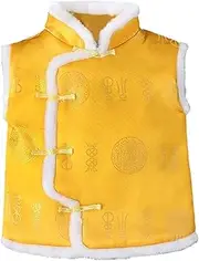 [Generic] Coats for Boys Toddler Kids Fleece Vest Coat Chinese Calendar New Year Sleeveless Traditional Tang Suit Tops Infant Baby Coat Performance Costumes Skiing Coats for Boys