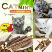 10Pcs Natural Dental Cat Nip Sticks Catnip Chew Toy Teeth Cleaning USD