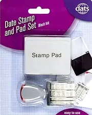 Date Stamp Black Ink Dater 3.3mm Long Date with Pad Set Office