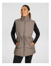 [Rockwear] Longline Puffer Vest in Almond