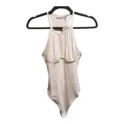 NWT Jonathan Simkhai Elara Ruched Bodysuit In White | Size XS