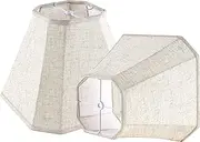 GO&SO Set of 2 Light Beige Lampshade Octagonal Bell Lamp Shades 6.5" Top x 13" Bottom x 11.2" Slant High x 10.5'' Vertical High, Linen Lamp Shade for Table & Floor Lamps - Hand Crafted - Spider Fitter