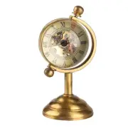 Men's Skeleton Mechanical Pocket Watch Open Face Globe Steampunk Watch No Chain
