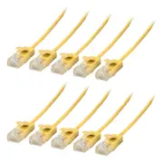10x Connect Cable Ultra Slim Male CAT6 Network Ethernet Cable Connector 3m YLLW