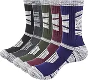 [YUEDGE] Men's Outdoor Hiking Socks Cushioned Sports Sock Breathable Work Sock Moisture Wicking Casual Men's Socks Safety Boot Sock For Men, 5 Pairs