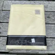 Vintage Vera Tablecloth 60x120 Yellow Woven Fabric Veracloth 1984 USA made Oval