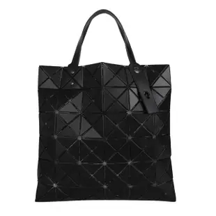 【ISSEY MIYAKE 三宅一生】經典透光幾何方格皮質6x6手提包(霧面黑)