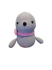 Handknitted Seal With Pink Bow Amigurumi 100%handknitted Plushies