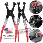 2 x Hose Clamp Pliers Tool Set Angle Swivel Jaw Locking Flat Band Coolant Clip