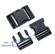 50mm Dual Adjustable Side Quick Release Buckle Clip Cord Strap Webbing Bag DA