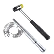 Silver Ring Size Gauge Tool Finger Sizer Measuring Stick Metal Ring Mandrel Set