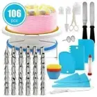 106pcs Cake Plate Rotatable Cake Stand Piping Bag Piping Nozzles Tips Set JL