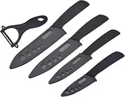 Kitchen Ceramic Knife Set Professional Knife with Sheaths, Super Sharp Rust Proof Stain Resistant (6" Chef Knife, 5" Utility Knife, 4" Fruit Knife, 3" Paring Knife, One Peeler)