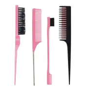 4Pcs Slick Brush Set Bristle Hair Brushes Teasing Comb Grooming Combs