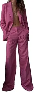 [Generic] Women's Cotton Collar Temperament Set Two-Piece Solid Color Long Sleeved Single Breasted Suit Solid Color Wide Leg Pants Women's Set
