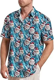 [Generic] Collar Pajama Tshirt Funny Graphic Beach Christmas T Shirts Santa Casual Fashion Dress Wear Rayon Long Sleeve Tops