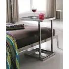 Stella Polished Stainless Steel Side Table/ Black Tempered Glass (Pick up price)