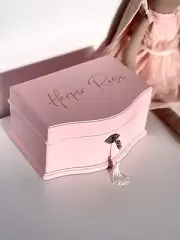 Personalised Pink Wooden Musical Ballerina Jewellery Box With Tassel Key