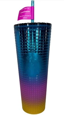 NWT STARBUCKS PRIDE 2023 Summer TIM SINGLETON 24 Oz Venti Tumbler RAINBOW Ombre