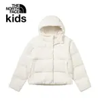 【THE NORTH FACE 官方旗艦】北面兒童米白色DWR防潑水保暖連帽羽絨外套｜88UDQLI 600蓬鬆度