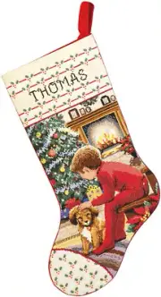 Janlynn Counted Cross Stitch Stocking Kit 18" Long-Waiting For Santa (14 Count)