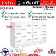 Artiss 6 Chest of Drawers Cabinet Dresser Tallboy Bedroom Storage Lowboy White