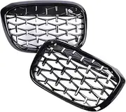 Chrome Shooting Star Front Bumper Kidney Insert Racing Grills Carbon Grille Accessories Compatible For BMW X3 X4 G01 G02 2019-2023(Chrome Black Diamond)