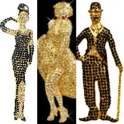Chaplin Audrey Marilyn Monroe Audrey Hepburn Crystal brooch pins Set of 3