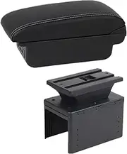 Arm Storage Box for F&ord for Fiesta MK8 Car Armrest Storage Box Interior Car Armrest Box Armrest Storage Box(B2 Black Line 3usb)