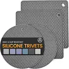 Silicone Trivet Mats 4 Heat Resistant Pot Holders Multipurpose Dark Grey
