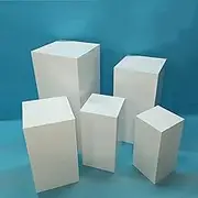 CAMBOS 5 Pcs Plinth Stands, Cylinder Covers for Parties, Metal Cylinder Pedestal Stands for Babyshower Party Prop, Wedding Decor (Color : White, Size : Square Tube 5Pcs)