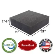 FoamRush 21" x 21" Charcoal High Density Upholstery Foam Seat Cushion USA