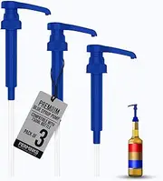 Premium Syrup Pump Compatible with Torani 750 ml Bottle, Davinci Syrups - No Spill, No Clog Syrup Pump Dispenser for Vanilla, Snow Cone, Blueberry, Coffee Flavoring & More (Pack of 3, Blue)