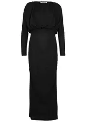 Day Birger ET Mikkelsen Marion Ruched Metallic-knit Midi Dress - Black - XL (UK16 / XL) XL (UK16 / XL)