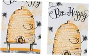 Bee Happy Cotton Terry Kitchen Towels, Set of 2,Yellow