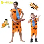 THE FLINTSTONES 服裝兒童男孩女孩 STONE AGE FRED COSPLAY 成人男士原始橙色衣服圍巾