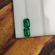Natural Emerald Cut Pair 1.04 Carat Vivid Green Untreated Zambia Emerald Octagon