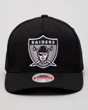 [Mitchell & Ness] Mitchell & Ness Men's Las Vegas Raiders Wide Receiver Pinch Panel 110 Snapback Cap in Black One Size Black