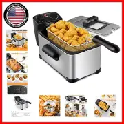 Professional-Style Deep Fryer: Stainless Steel with Large Capacity & Safe Design