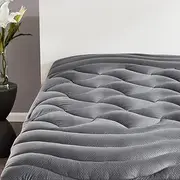 SLEEP ZONE King Size Cooling Mattress Pad, Premium Zoned Quilted Fitted Mattress Topper, Elastic Mattress Protector Cover, Machine Wash Durable, Deep Pocket 8-21 inch (Grey)