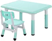Kids Desk and Chair Set, Adjustable Height Children Study Table and Chair, Suitable for School and Home Learning Tools for Boys and Girls Aged 2-8 (Color : Blue)
